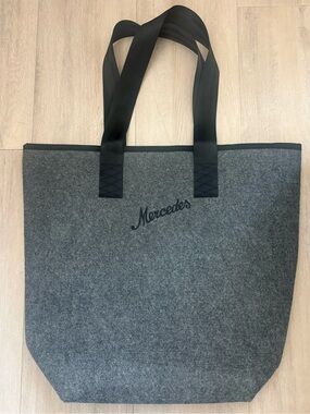 Mercedes Gray Felt Tote Bag with Black Straps - new